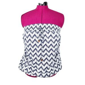 Temped Hearts Strapless Top Smocked Lined Bust Geometric Print Boho Festival M